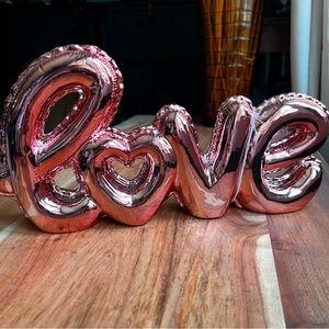 NWT Pink Balloon Letter LOVE Sign / Rose Gold Rachel Zoe
